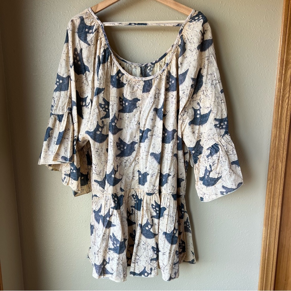 A Rare Bird Distressed Birdie Tunic Top Shirt Dress One Size Whimsy Boho Artsy - Picture 2 of 13